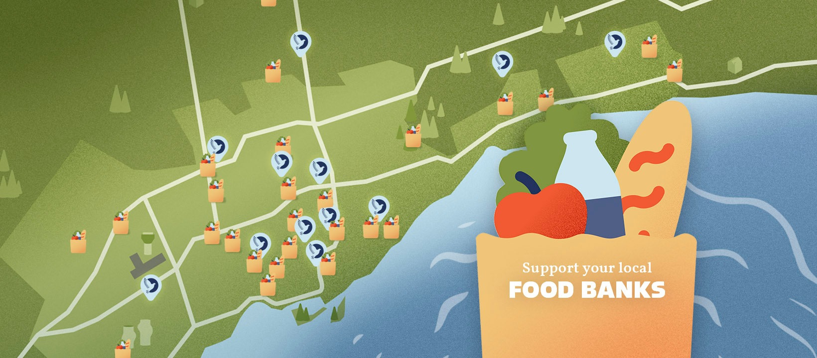 Illustrated map of Toronto Food Banks